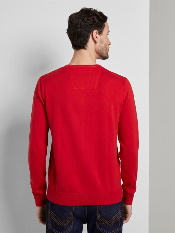 Basic Strickpullover - Männer - red melange Basic Strickpullover - Männer - red melange - 2 - TOM TAILOR