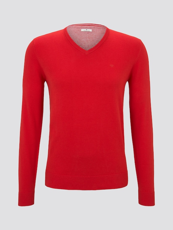 Basic Strickpullover - Männer - red melange Basic Strickpullover - Männer - red melange - 7 - TOM TAILOR
