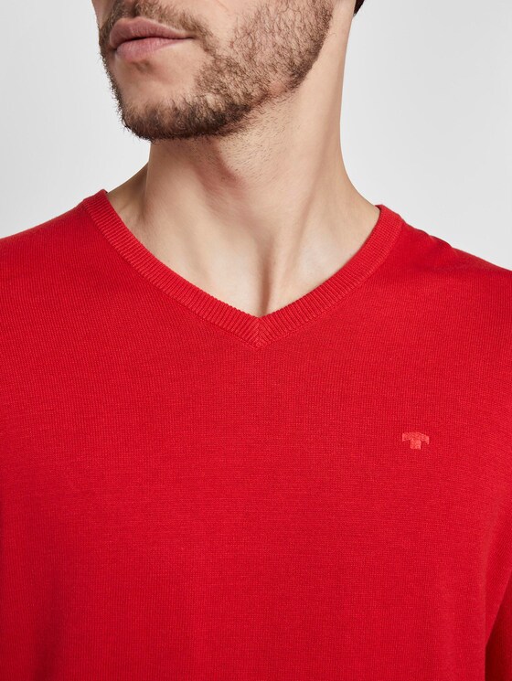 Basic Strickpullover - Männer - red melange Basic Strickpullover - Männer - red melange - 9 - TOM TAILOR