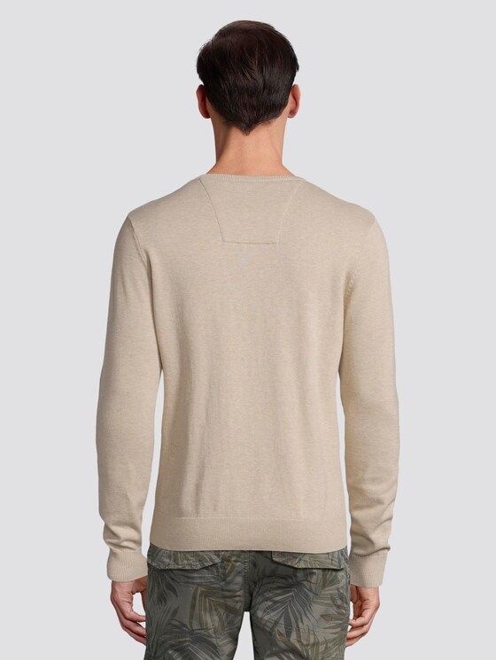 Basic Strickpullover - Männer - beige dark melange Basic Strickpullover - Männer - beige dark melange - 2 - TOM TAILOR