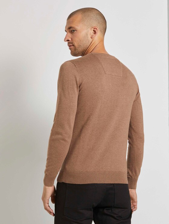 Basic Strickpullover - Männer - brown oak melange Basic Strickpullover - Männer - brown oak melange - 2 - TOM TAILOR