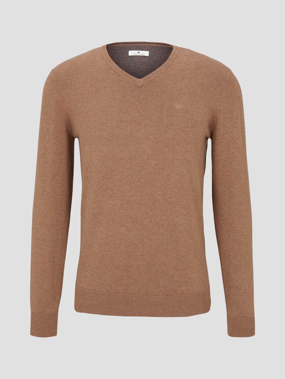 Basic Strickpullover - Männer - brown oak melange Basic Strickpullover - Männer - brown oak melange - 7 - TOM TAILOR
