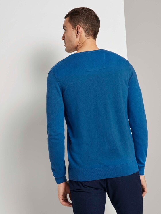 Basic Strickpullover - Männer - bright blue melange Basic Strickpullover - Männer - bright blue melange - 2 - TOM TAILOR