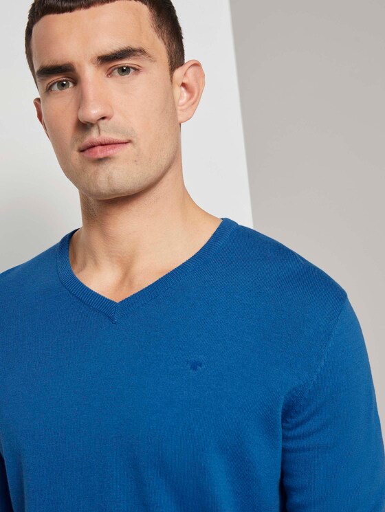 Basic Strickpullover - Männer - bright blue melange Basic Strickpullover - Männer - bright blue melange - 9 - TOM TAILOR