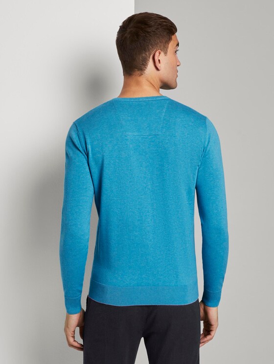 Basic Strickpullover - Männer - cool blue melange Basic Strickpullover - Männer - cool blue melange - 2 - TOM TAILOR