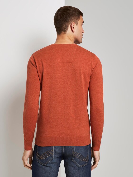 Basic Strickpullover - Männer - heated orange melange Basic Strickpullover - Männer - heated orange melange - 2 - TOM TAILOR
