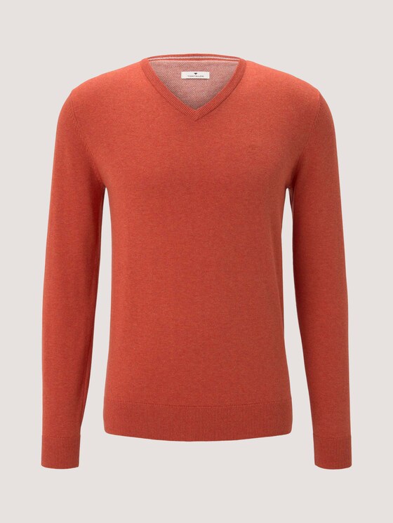 Basic Strickpullover - Männer - heated orange melange Basic Strickpullover - Männer - heated orange melange - 7 - TOM TAILOR