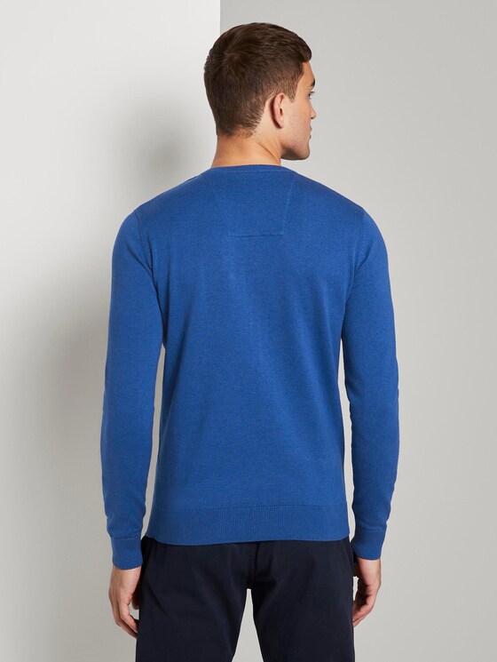 Basic Strickpullover - Männer - bright blue melange Basic Strickpullover - Männer - bright blue melange - 2 - TOM TAILOR
