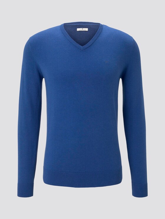 Basic Strickpullover - Männer - bright blue melange Basic Strickpullover - Männer - bright blue melange - 7 - TOM TAILOR