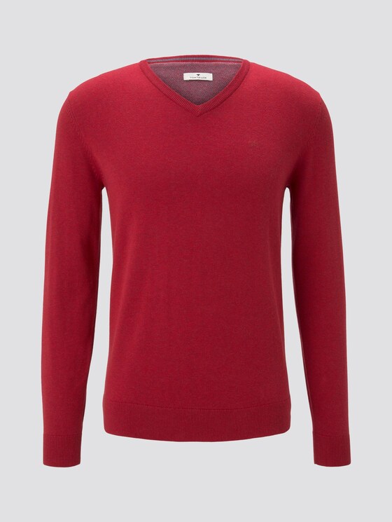 Basic Strickpullover - Männer - spicy red melange Basic Strickpullover - Männer - spicy red melange - 7 - TOM TAILOR