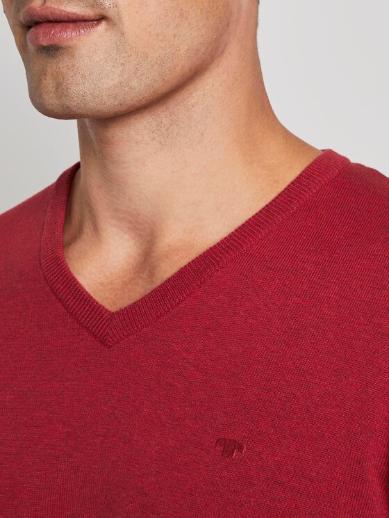 Basic Strickpullover - Männer - spicy red melange Basic Strickpullover - Männer - spicy red melange - 9 - TOM TAILOR