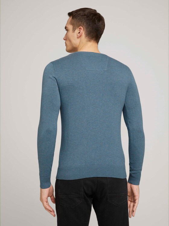 Basic Strickpullover - Männer - dusty blue melange Basic Strickpullover - Männer - dusty blue melange - 2 - TOM TAILOR
