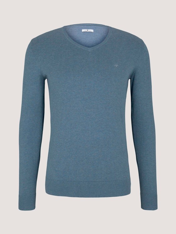 Basic Strickpullover - Männer - dusty blue melange Basic Strickpullover - Männer - dusty blue melange - 7 - TOM TAILOR