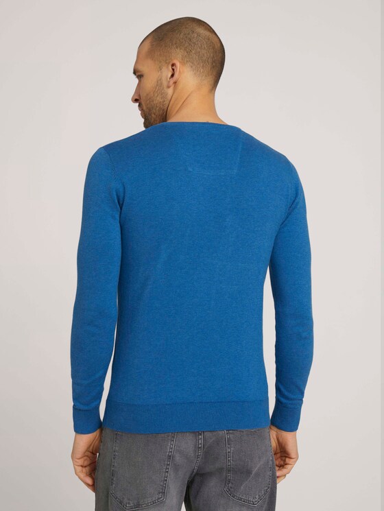 Basic Strickpullover - Männer - royal blue melange Basic Strickpullover - Männer - royal blue melange - 2 - TOM TAILOR