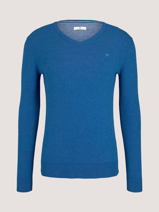 Basic Strickpullover - Männer - royal blue melange Basic Strickpullover - Männer - royal blue melange - 7 - TOM TAILOR