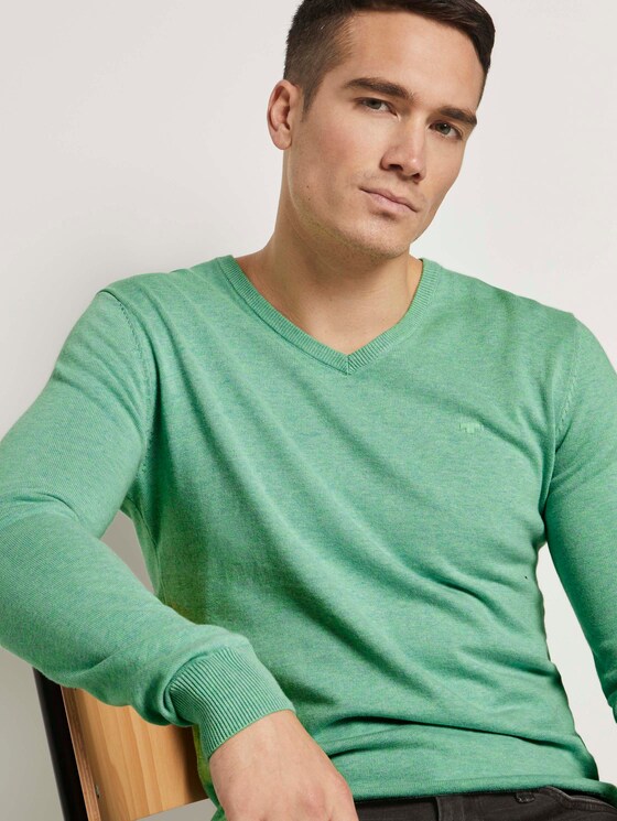Basic Strickpullover - Männer - soft jade melange Basic Strickpullover - Männer - soft jade melange - 9 - TOM TAILOR