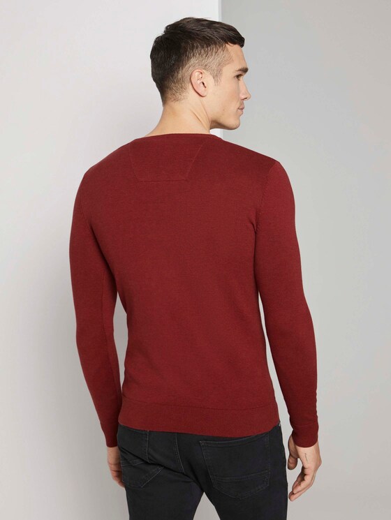 Basic Strickpullover - Männer - dark chili melange Basic Strickpullover - Männer - dark chili melange - 2 - TOM TAILOR