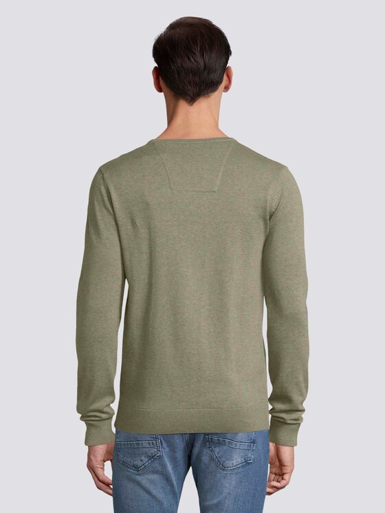 Basic Strickpullover - Männer - pale grey olive melange Basic Strickpullover - Männer - pale grey olive melange - 2 - TOM TAILOR