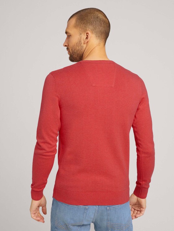 Simple knitted jumper - Men - coral melange Simple knitted jumper - Men - coral melange - 2 - TOM TAILOR