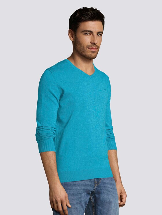 Basic Strickpullover - Männer - aqua sea blue melange Basic Strickpullover - Männer - aqua sea blue melange - 5 - TOM TAILOR