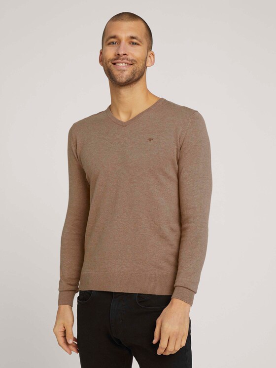 Basic Strickpullover - Männer - active tabacco melange Basic Strickpullover - Männer - active tabacco melange - 1 - TOM TAILOR