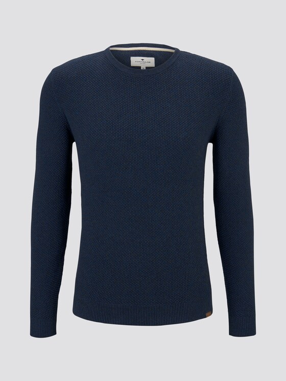 Gebreide trui met textuur - Mannen - navy blue dark grey mouline Gebreide trui met textuur - Mannen - navy blue dark grey mouline - 7 - TOM TAILOR