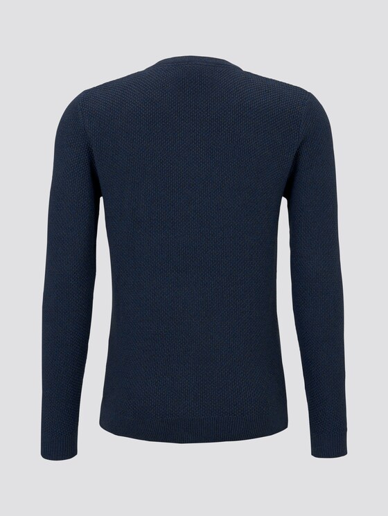 Gebreide trui met textuur - Mannen - navy blue dark grey mouline Gebreide trui met textuur - Mannen - navy blue dark grey mouline - 8 - TOM TAILOR