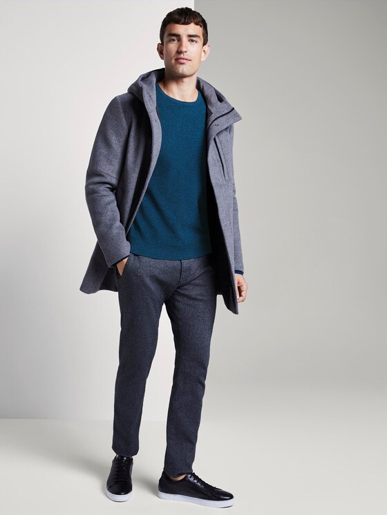 Structured knitted jumper - Men - petrol balck mouline Structured knitted jumper - Men - petrol balck mouline - 3 - TOM TAILOR