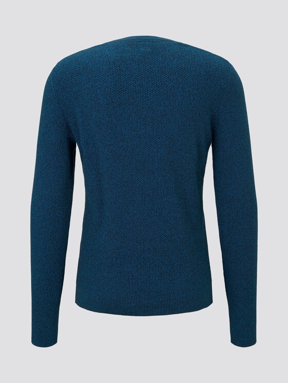 Structured knitted jumper - Men - petrol balck mouline Structured knitted jumper - Men - petrol balck mouline - 8 - TOM TAILOR