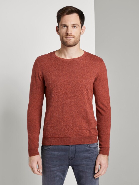 Mottled jumper - Men - pipe red mouline Mottled jumper - Men - pipe red mouline - 1 - TOM TAILOR