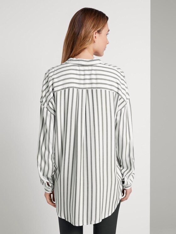 Blouse met tape detail - Vrouwen - offwhite grey stripe Blouse met tape detail - Vrouwen - offwhite grey stripe - 2 - TOM TAILOR
