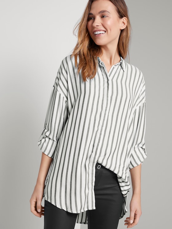 Blouse met tape detail - Vrouwen - offwhite grey stripe Blouse met tape detail - Vrouwen - offwhite grey stripe - 5 - TOM TAILOR