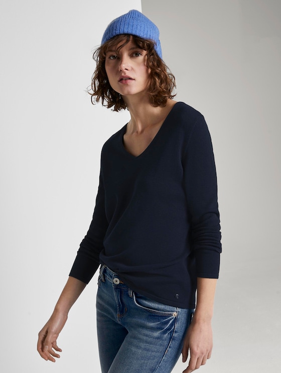 Pullover mit V-Ausschnitt - Frauen - Sky Captain Blue Pullover mit V-Ausschnitt - Frauen - Sky Captain Blue - 5 - TOM TAILOR