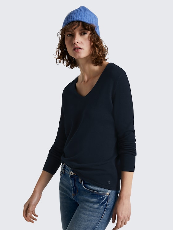 Pull à col en V par Women, sky captain blue