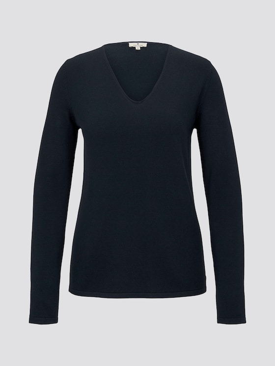 Pullover mit V-Ausschnitt - Frauen - Sky Captain Blue Pullover mit V-Ausschnitt - Frauen - Sky Captain Blue - 7 - TOM TAILOR