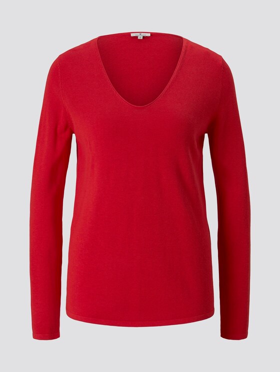 Pullover mit V-Ausschnitt - Frauen - Strong Red Pullover mit V-Ausschnitt - Frauen - Strong Red - 7 - TOM TAILOR