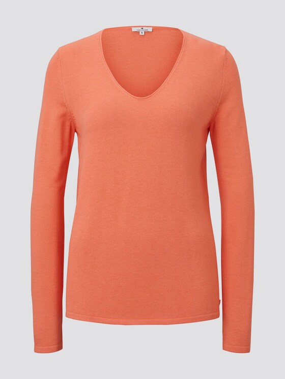Pullover mit V-Ausschnitt - Frauen - Fusion Coral Pullover mit V-Ausschnitt - Frauen - Fusion Coral - 7 - TOM TAILOR