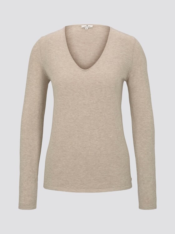 Pullover mit V-Ausschnitt - Frauen - cloud grey melange Pullover mit V-Ausschnitt - Frauen - cloud grey melange - 7 - TOM TAILOR