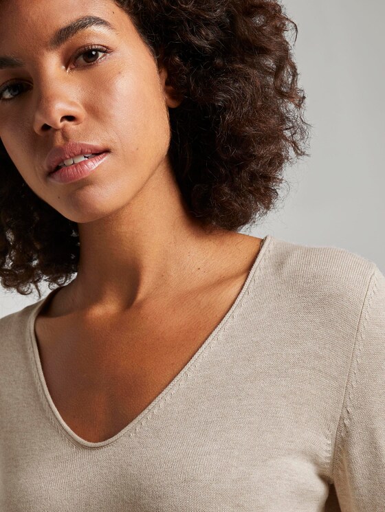 Pullover mit V-Ausschnitt - Frauen - cloud grey melange Pullover mit V-Ausschnitt - Frauen - cloud grey melange - 9 - TOM TAILOR