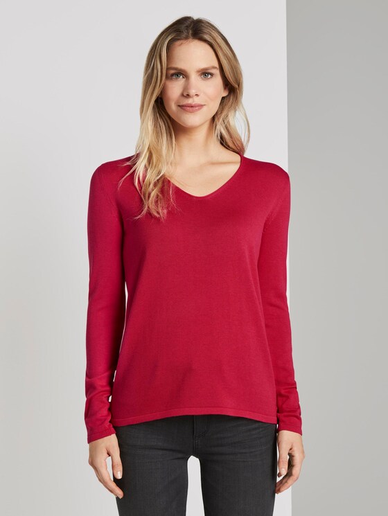 Pullover mit V-Ausschnitt - Frauen - dawn pink Pullover mit V-Ausschnitt - Frauen - dawn pink - 1 - TOM TAILOR