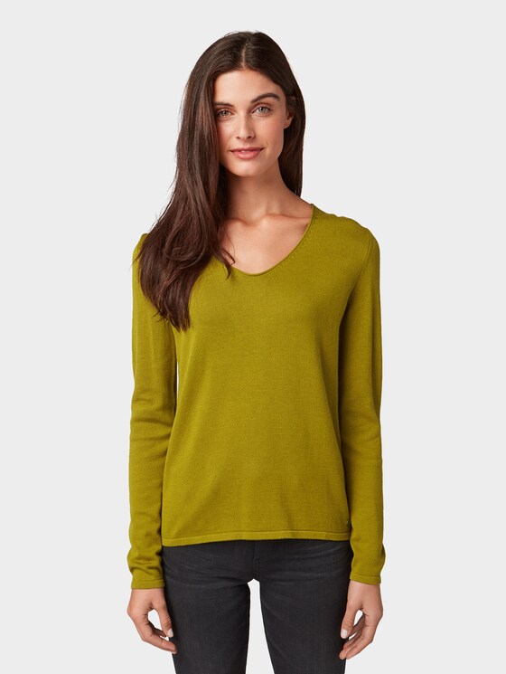 Pullover mit V-Ausschnitt - Frauen - wood green Pullover mit V-Ausschnitt - Frauen - wood green - 1 - TOM TAILOR