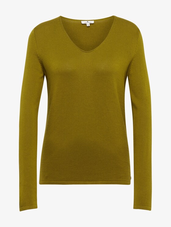 Pullover mit V-Ausschnitt - Frauen - wood green Pullover mit V-Ausschnitt - Frauen - wood green - 7 - TOM TAILOR
