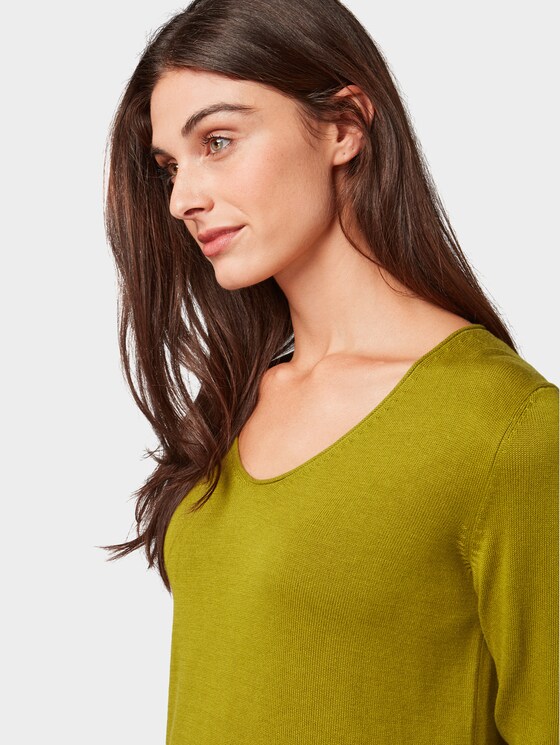 Pullover mit V-Ausschnitt - Frauen - wood green Pullover mit V-Ausschnitt - Frauen - wood green - 9 - TOM TAILOR