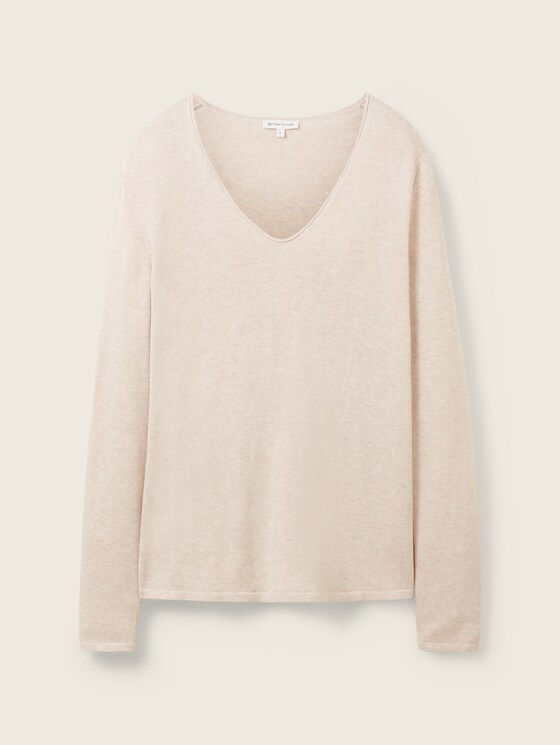 Pullover mit V-Ausschnitt von Women, desert sand melange