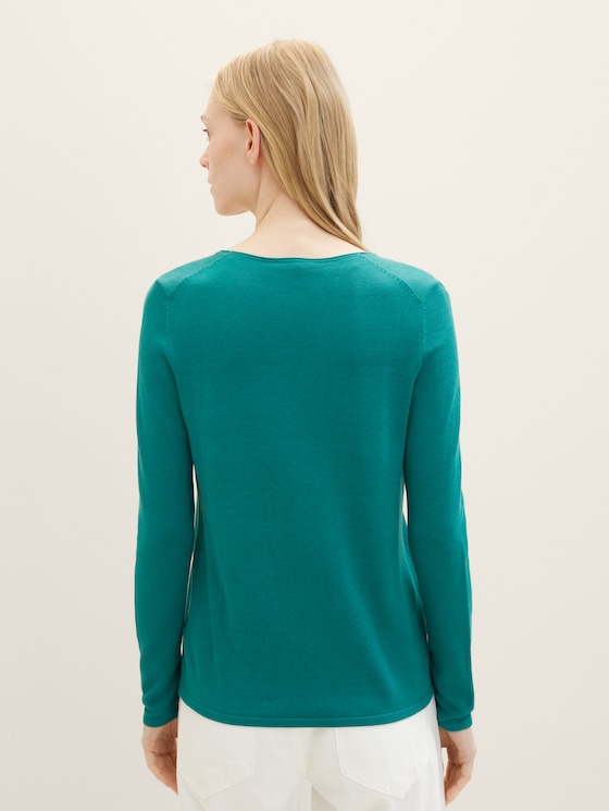 Jumper with a V-neckline by Women, ever green