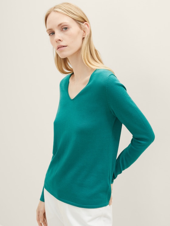 Pull à col en V par Women, ever green