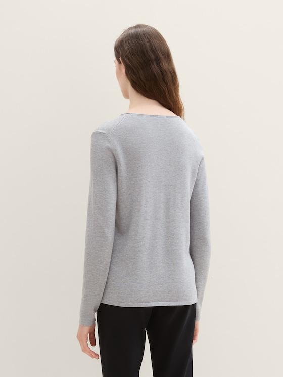 Jumper with a V-neckline by Women, medium silver grey melange