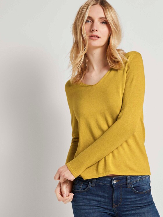 Jumper with V-neckline - Women - california sand melange Jumper with V-neckline - Women - california sand melange - 5 - TOM TAILOR