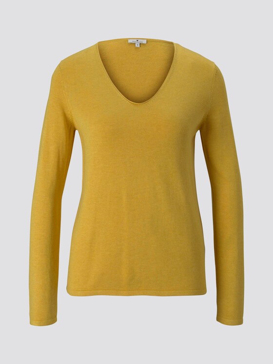 Jumper with V-neckline - Women - california sand melange Jumper with V-neckline - Women - california sand melange - 7 - TOM TAILOR