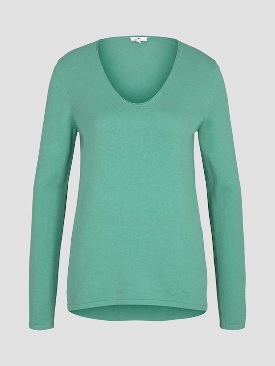Pullover mit V-Ausschnitt - Frauen - soft leaf green Pullover mit V-Ausschnitt - Frauen - soft leaf green - 7 - TOM TAILOR